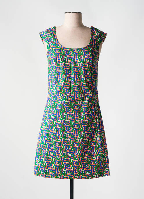 Robe courte manches courtes manches courtes vert PRINCESSE NOMADE femme