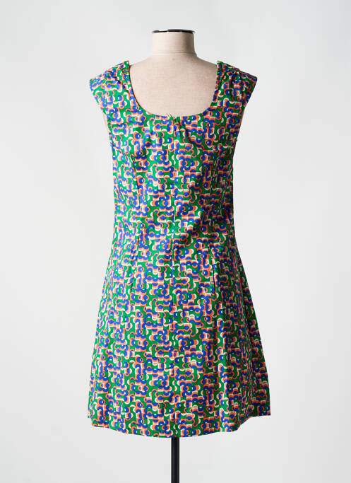 Robe courte manches courtes manches courtes vert PRINCESSE NOMADE femme