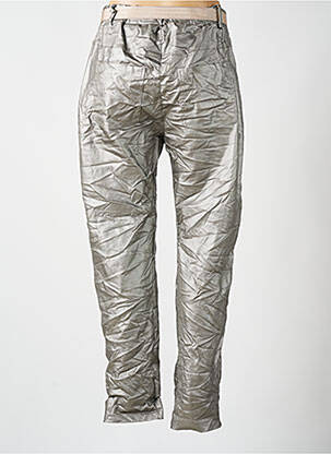 Pantalon droit stretch taille normale argent MINA ROSA femme