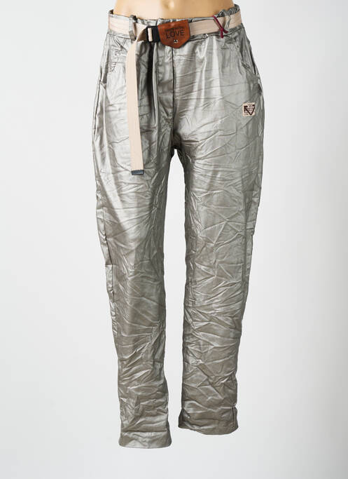 Pantalon droit argent MINA ROSA pour femme
