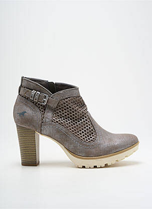 Bottines/boots tissage satiné talon de 7 à 9cm argent MUSTANG femme