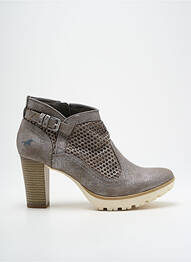Bottines/boots tissage satiné talon de 7 à 9cm argent MUSTANG femme