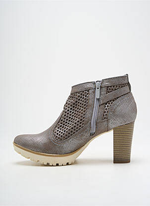 Bottines/boots tissage satiné talon de 7 à 9cm argent MUSTANG femme