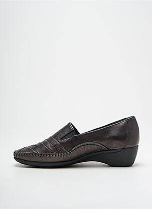 Mocassins tissage satiné talon de 4 à 6cm gris PEDI GIRL femme