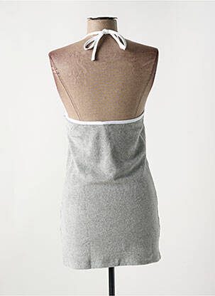 Robe courte col v fines bretelles gris SUPERDRY femme