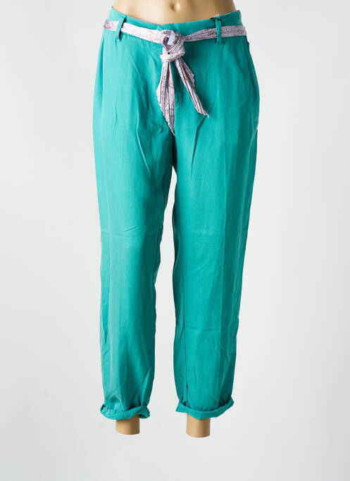 Pantalon 7/8 tissage popeline taille normale vert LABDIP femme