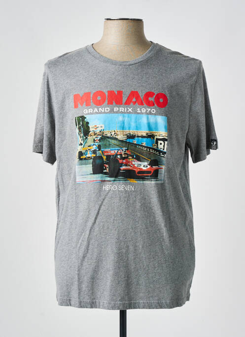 T-shirt tissage chiné manches courtes gris HERO SEVEN homme