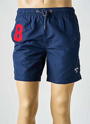 Short de bain effet matière satinée bleu SUPERDRY homme