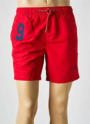 Short de bain effet matière satinée rouge SUPER 100 homme