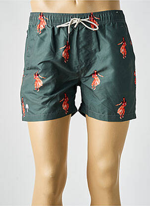Short de bain imprimé fantaisie vert OAS COMPANY homme