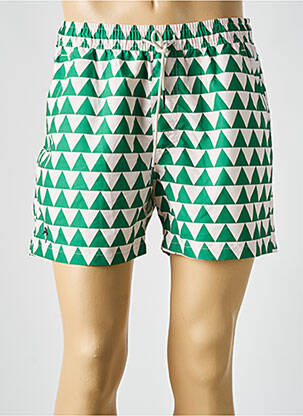 Short de bain effet matière satinée vert OAS COMPANY homme
