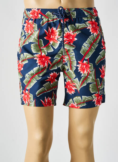Short de bain effet matière satinée bleu SUPERDRY homme