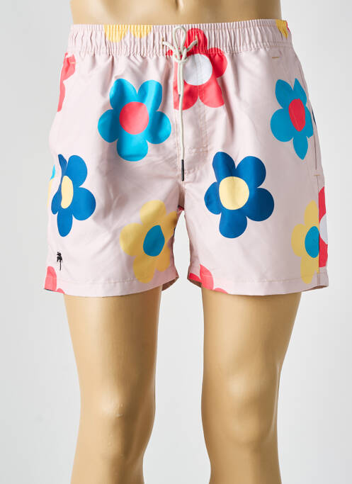 Short de bain effet matière satinée rose OAS COMPANY homme