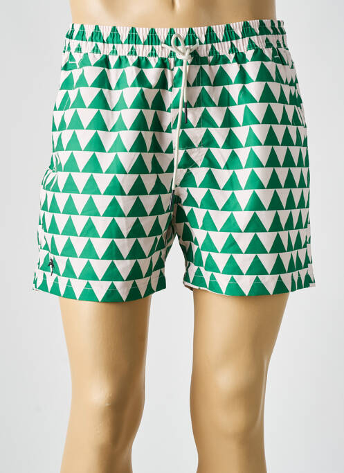 Short de bain effet matière satinée vert OAS COMPANY homme