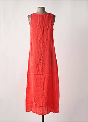Robe longue tissage crêpe sans manche rouge LE BOUDOIR D'EDOUARD femme