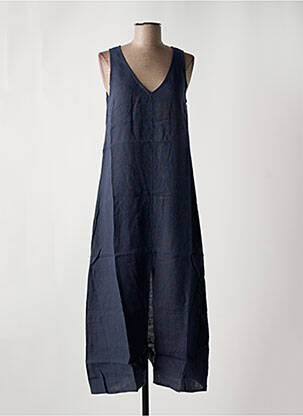 Robe longue tissage crêpe sans manche bleu LE BOUDOIR D'EDOUARD femme