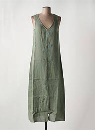 Robe longue tissage crêpe sans manche vert LE BOUDOIR D'EDOUARD femme