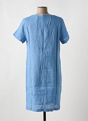 Robe mi-longue tissage crêpe manches courtes bleu LE BOUDOIR D'EDOUARD femme