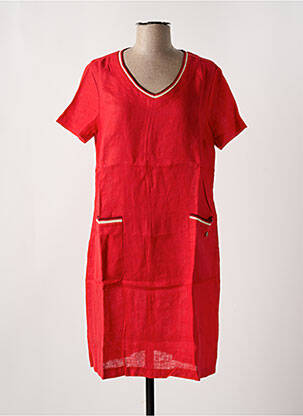 Robe mi-longue tissage crêpe manches courtes rouge LE BOUDOIR D'EDOUARD femme