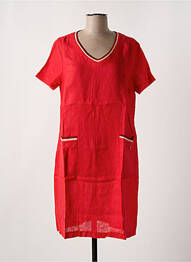 Robe mi-longue tissage crêpe manches courtes rouge LE BOUDOIR D'EDOUARD femme