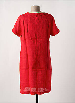 Robe mi-longue tissage crêpe manches courtes rouge LE BOUDOIR D'EDOUARD femme