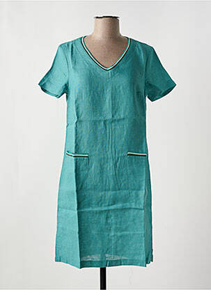 Robe mi-longue tissage crêpe manches courtes vert LE BOUDOIR D'EDOUARD femme