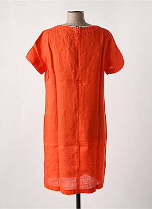 Robe mi-longue tissage crêpe manches courtes orange LE BOUDOIR D'EDOUARD femme