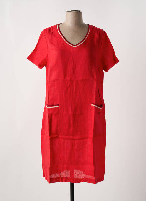 Robe mi-longue tissage crêpe manches courtes rouge LE BOUDOIR D'EDOUARD femme