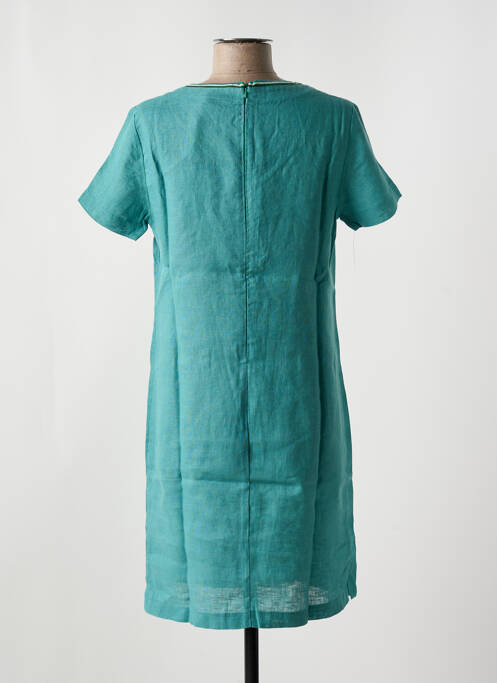 Robe mi-longue tissage crêpe manches courtes vert LE BOUDOIR D'EDOUARD femme