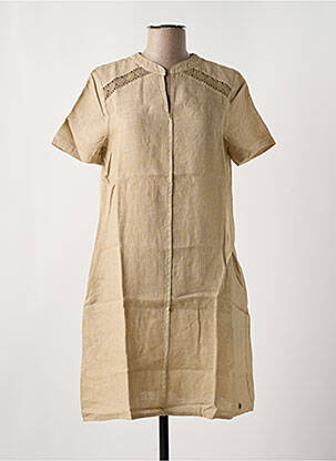 Robe mi-longue tissage crêpe manches courtes marron LE BOUDOIR D'EDOUARD femme