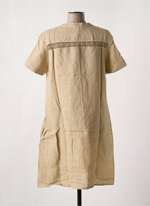 Robe mi-longue tissage crêpe manches courtes marron LE BOUDOIR D'EDOUARD femme