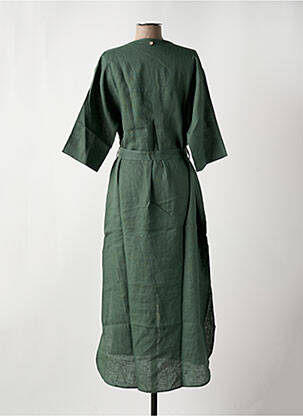 Robe longue tissage crêpe manches 3/4 vert LE BOUDOIR D'EDOUARD femme