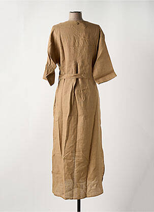 Robe longue tissage crêpe manches 3/4 marron LE BOUDOIR D'EDOUARD femme