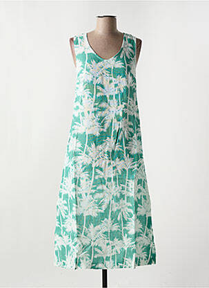 Robe mi-longue tissage crêpe sans manche vert LE BOUDOIR D'EDOUARD femme