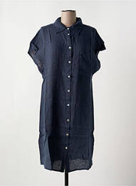 Robe mi-longue tissage crêpe manches courtes bleu LE BOUDOIR D'EDOUARD femme