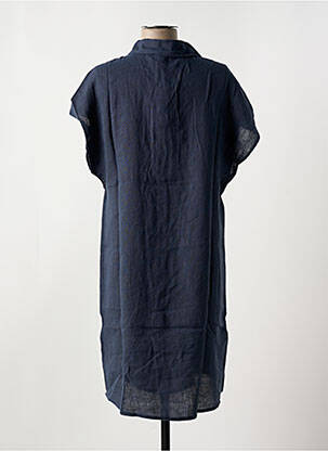 Robe mi-longue tissage crêpe manches courtes bleu LE BOUDOIR D'EDOUARD femme