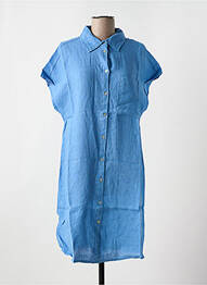 Robe mi-longue tissage crêpe manches courtes bleu clair LE BOUDOIR D'EDOUARD femme