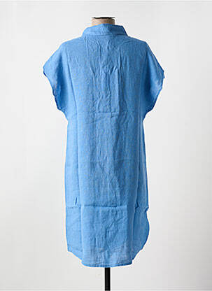 Robe mi-longue tissage crêpe manches courtes bleu clair LE BOUDOIR D'EDOUARD femme