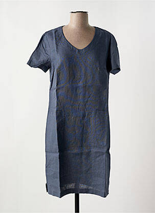 Robe courte fermeture zippée au dos manches courtes bleu LE BOUDOIR D'EDOUARD femme