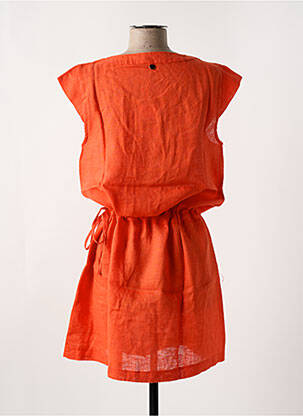 Robe mi-longue tissage crêpe manches courtes orange LE BOUDOIR D'EDOUARD femme
