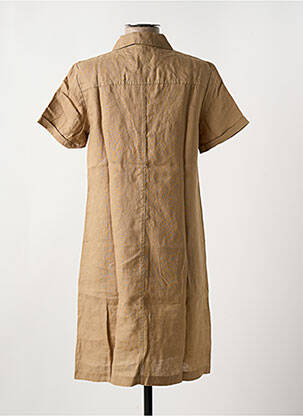 Robe mi-longue tissage crêpe manches courtes marron LE BOUDOIR D'EDOUARD femme