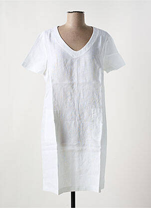 Robe mi-longue tissage crêpe manches courtes blanc LE BOUDOIR D'EDOUARD femme