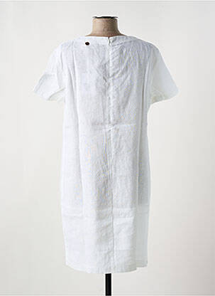 Robe mi-longue tissage crêpe manches courtes blanc LE BOUDOIR D'EDOUARD femme