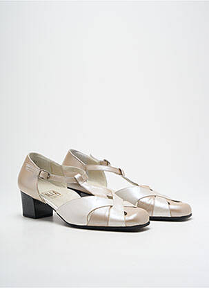 Sandales/nu pieds matière lisse talon de 4 à 6cm beige ALEXANDRIA femme