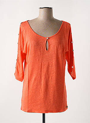 T-shirt manches 3/4 manches 3/4 orange LE BOUDOIR D'EDOUARD femme