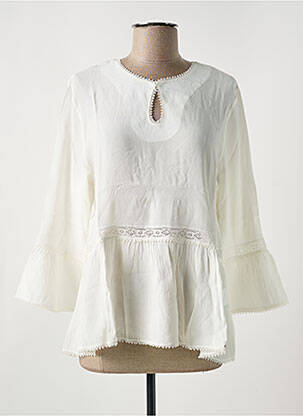 Blouse col rond manches longues beige LE BOUDOIR D'EDOUARD femme