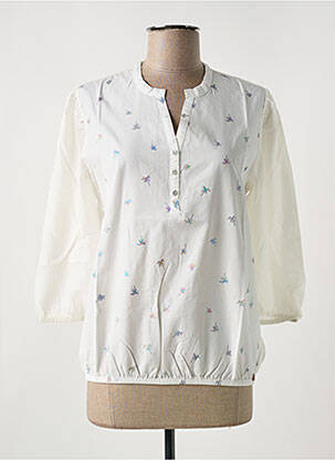 Blouse tissage popeline manches 3/4 beige LE BOUDOIR D'EDOUARD femme