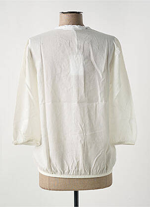 Blouse tissage popeline manches 3/4 beige LE BOUDOIR D'EDOUARD femme