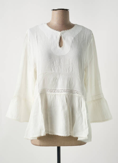 Blouse col rond manches longues beige LE BOUDOIR D'EDOUARD femme