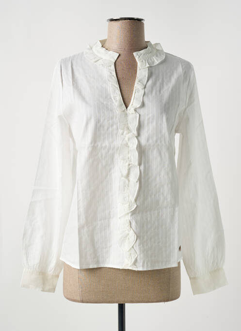 Blouse tissage popeline manches longues beige LE BOUDOIR D'EDOUARD femme